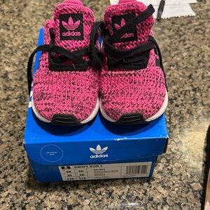 Adidas Kids Swift Run X Black and Pink Sneakers